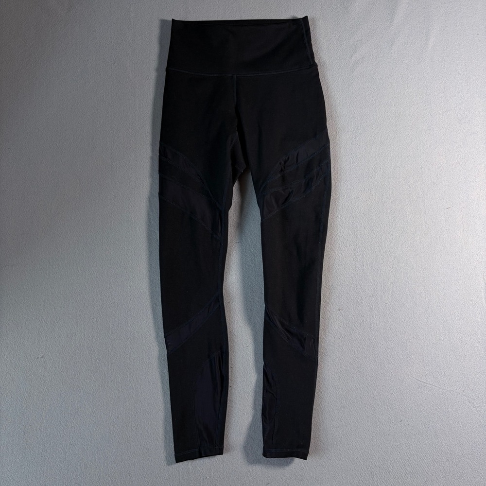 Fabletics Womens Black High Waisted Mesh Panel Leggings CS1826672-0001-17010 XXS